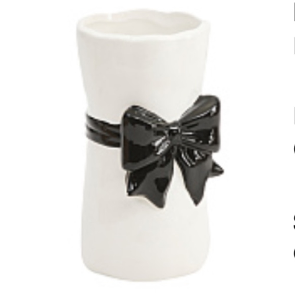 Elegant White Vase with Black Bow Accent benedita - Picture 5 of 6